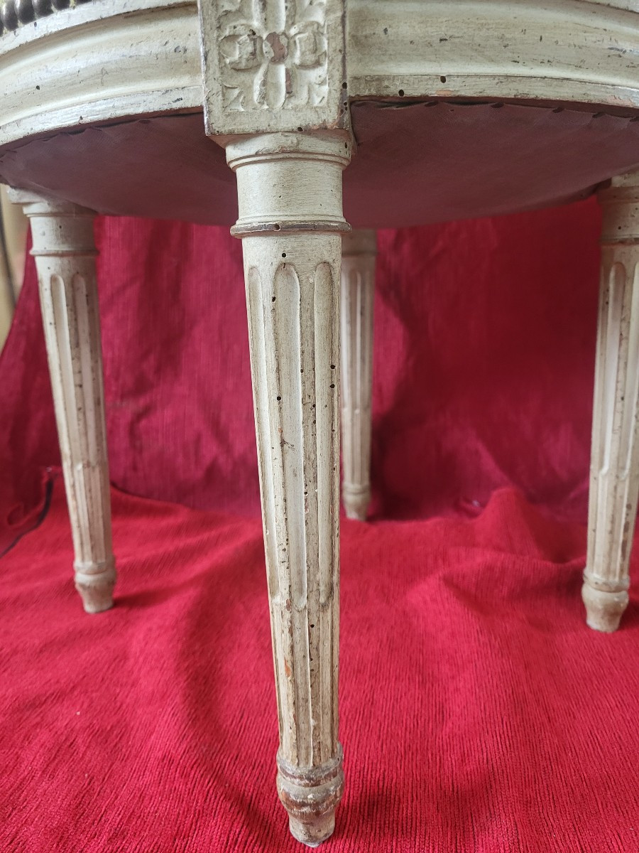 Lacquered Wooden Stool In The Louis XVI Style, 19th Century -photo-4