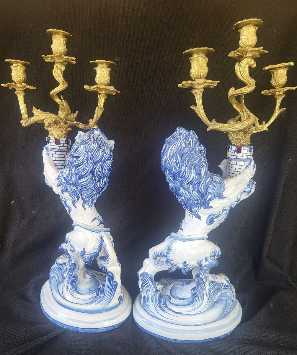 Pair Of Candelabra By émile Gallé And Saint Clément -photo-2
