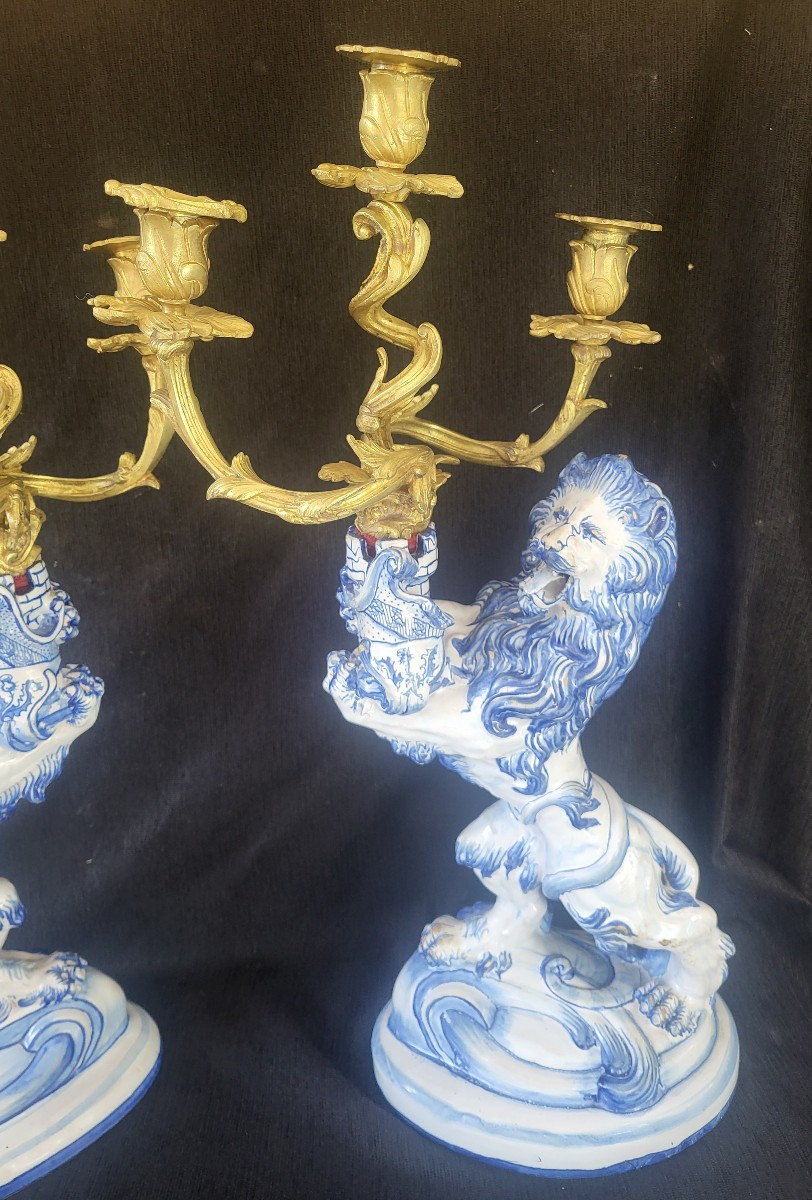 Pair Of Candelabra By émile Gallé And Saint Clément -photo-3