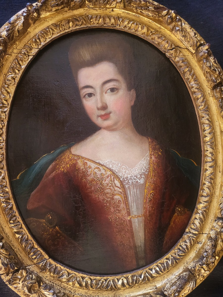  French School Portrait Of A Lady, High Quality, Oil On Canvas, Late 17th Century-photo-2