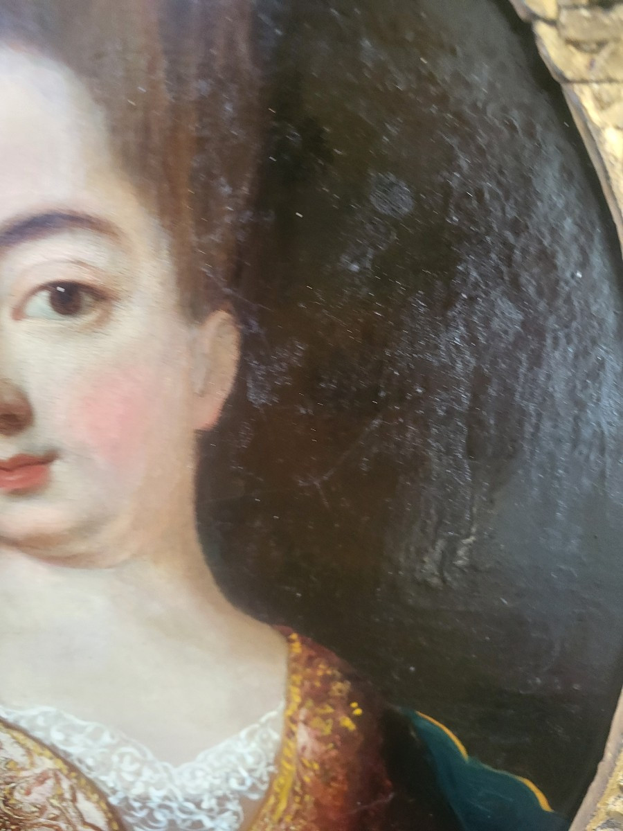  French School Portrait Of A Lady, High Quality, Oil On Canvas, Late 17th Century-photo-5
