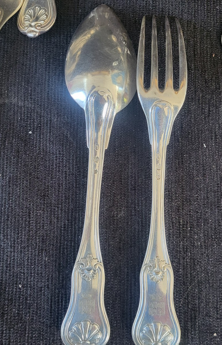 Ensemble  de couverts armoiries  Ch Christofle  époque Napoléon III -photo-2