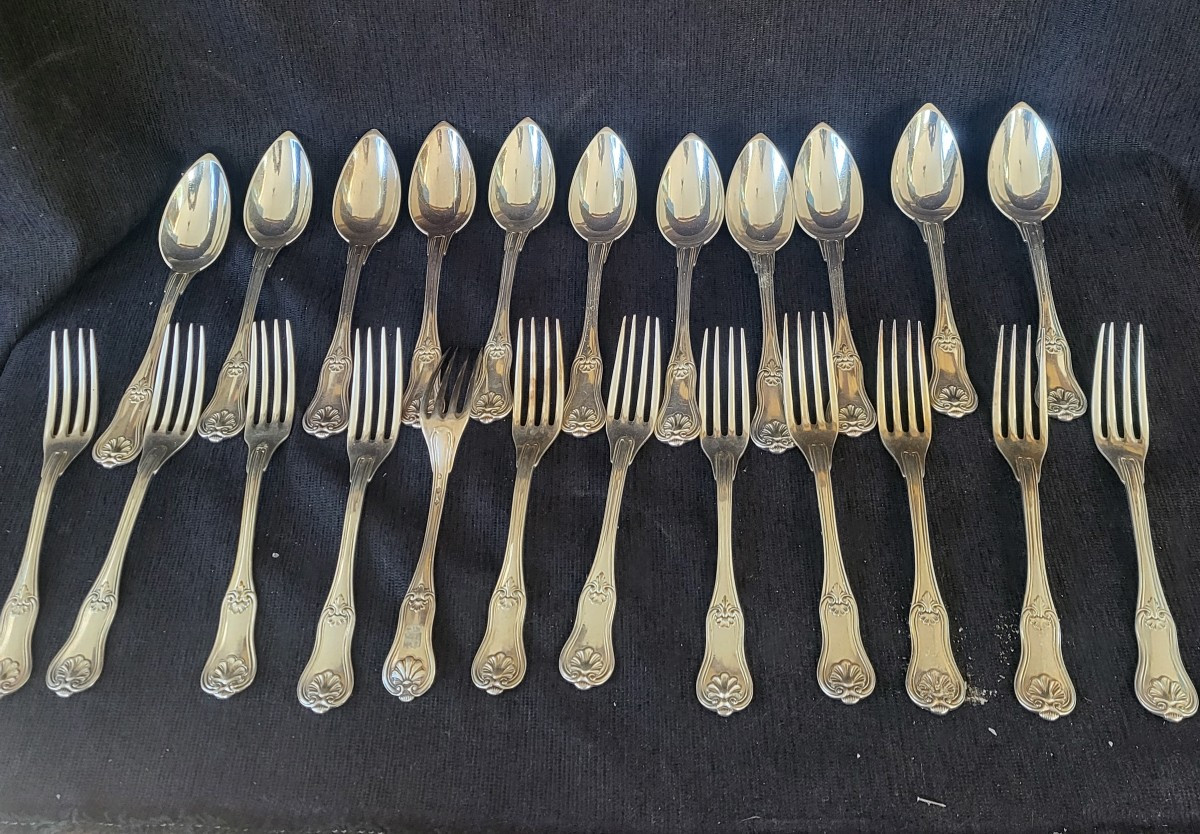 Ensemble  de couverts armoiries  Ch Christofle  époque Napoléon III -photo-4