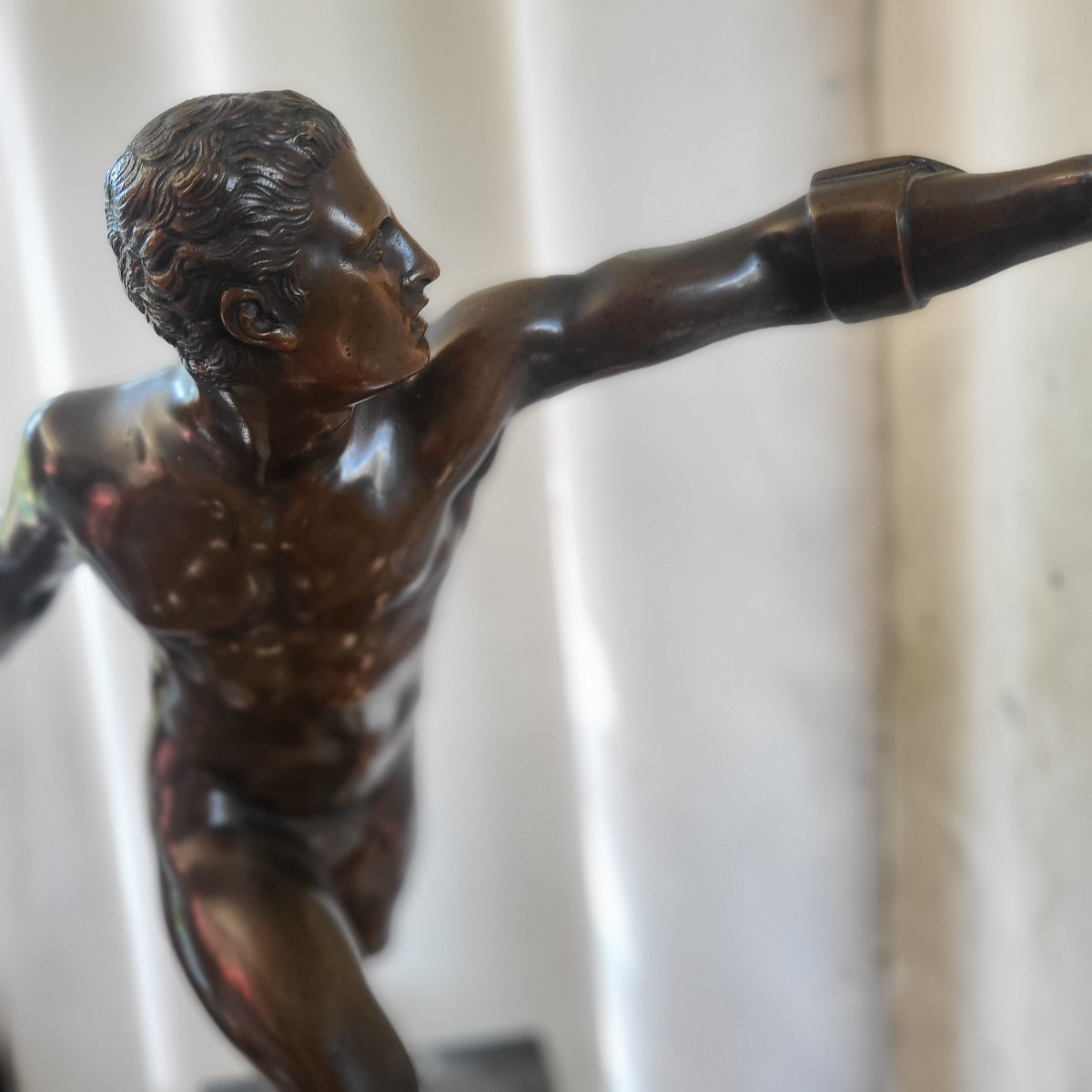 Grand bronze "Gladiateur Borghèse " époque XIXe  H 50cm-photo-3