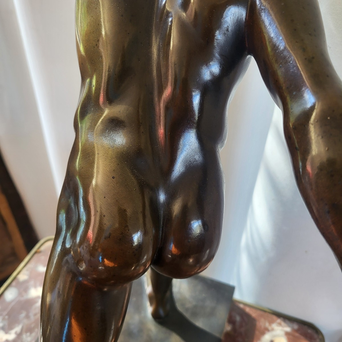 Grand bronze "Gladiateur Borghèse " époque XIXe  H 50cm-photo-4