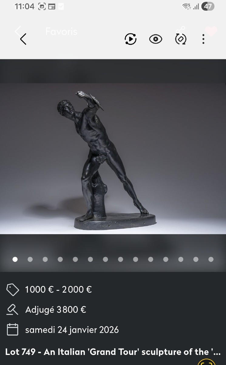 Grand bronze "Gladiateur Borghèse " époque XIXe  H 50cm-photo-3