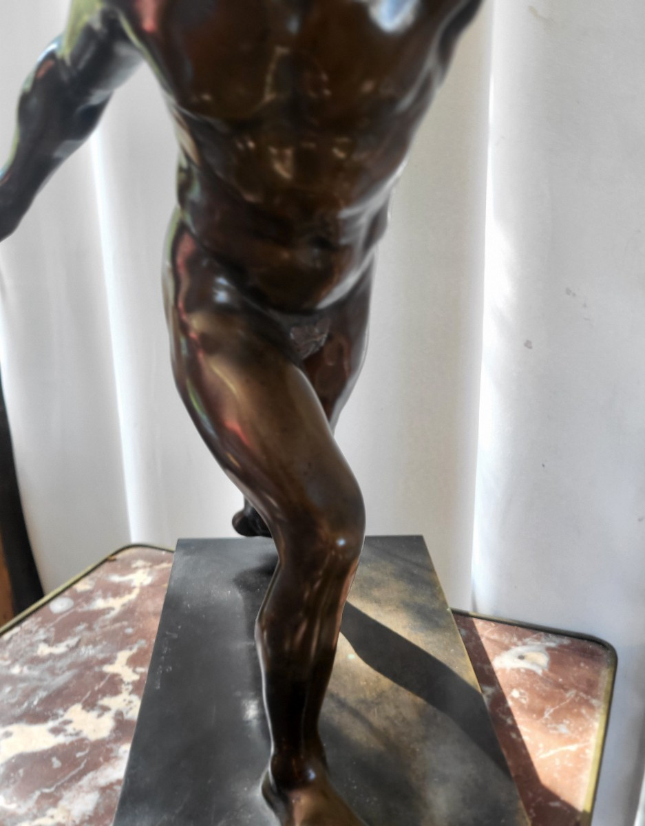 Grand bronze "Gladiateur Borghèse " époque XIXe  H 50cm-photo-2