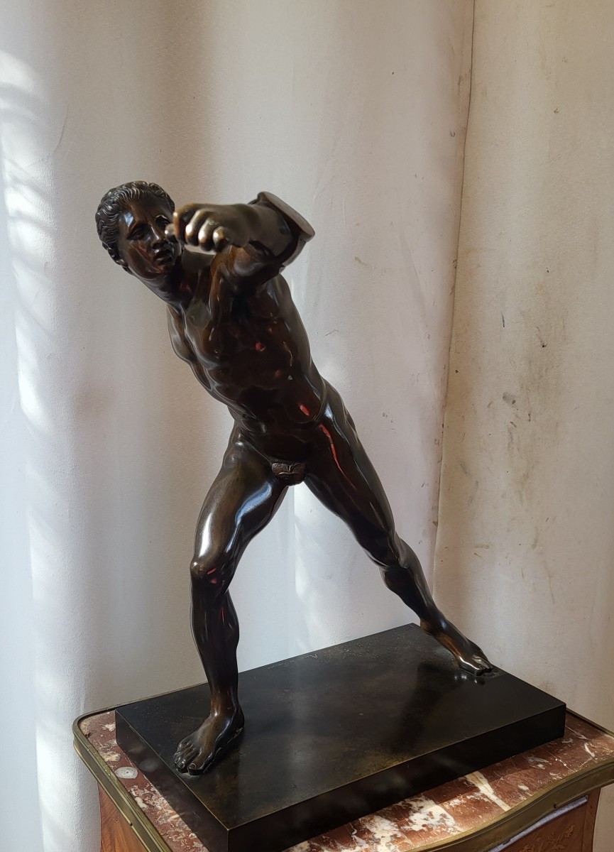 Grand bronze "Gladiateur Borghèse " époque XIXe  H 50cm-photo-8
