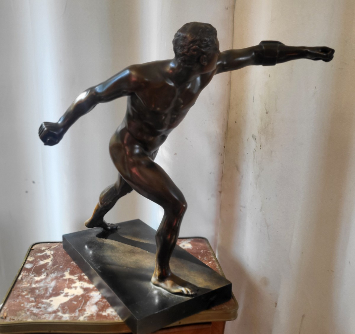 Grand bronze "Gladiateur Borghèse " époque XIXe  H 50cm-photo-7