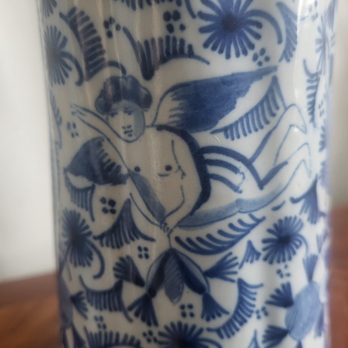 Paire de vases cornets Delft XVIII e siècle  H 28cm-photo-3