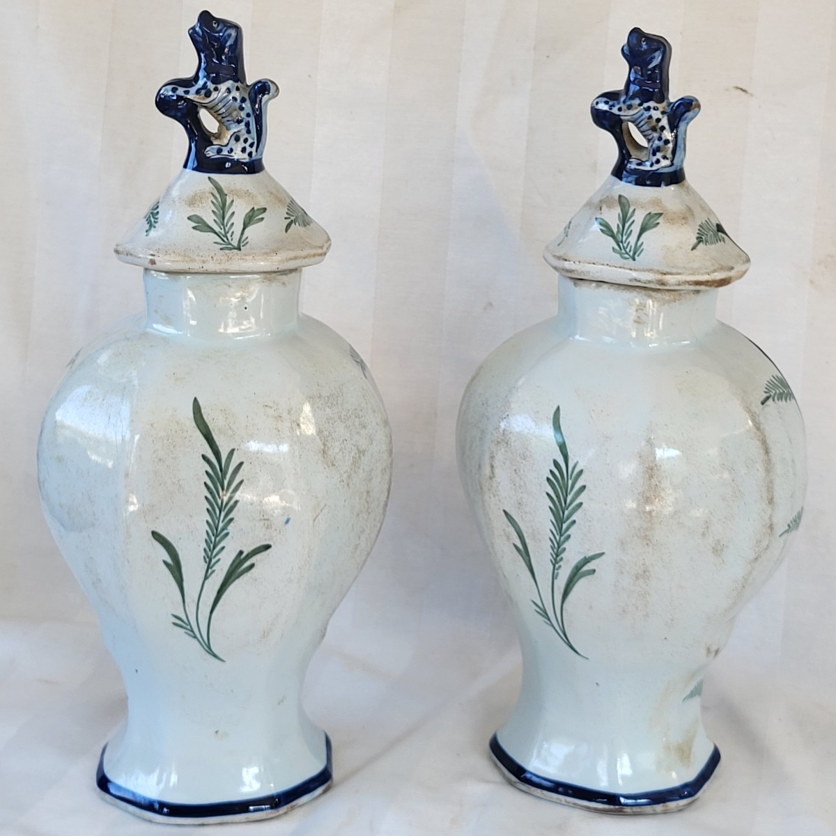 Paire de potiches couvertes  Delft époque XIXe H35.5cm-photo-2