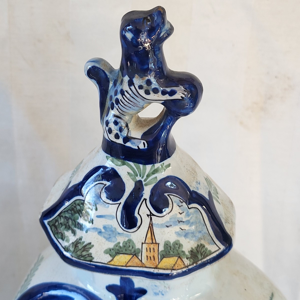 Paire de potiches couvertes  Delft époque XIXe H35.5cm-photo-3