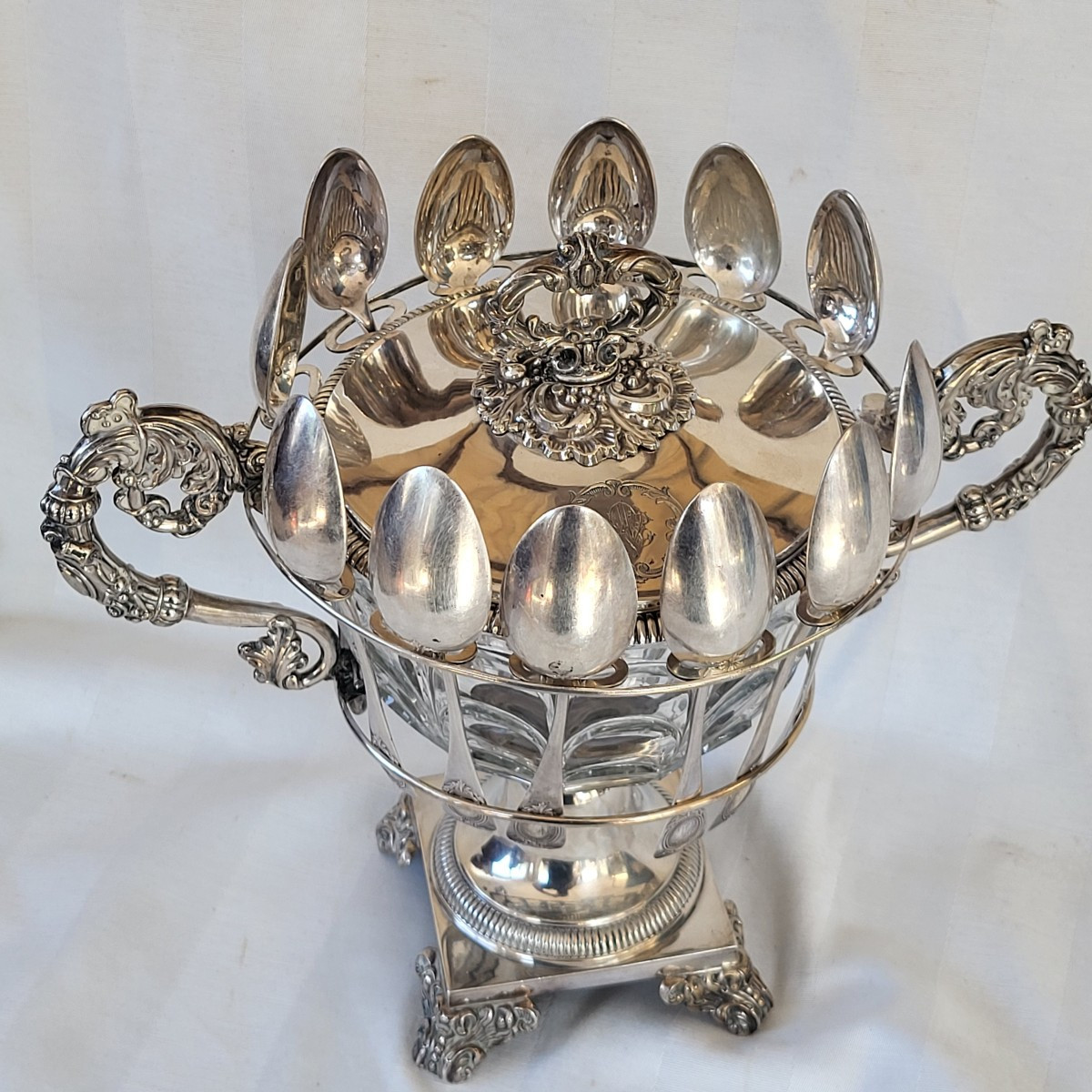 Confiturier  argent époque  Restauration  XIXe  pb 1580g-photo-3