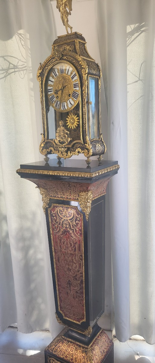 Louis XIV Period Cartel Clock And Boulle Marquetry Case, H215cm-photo-3
