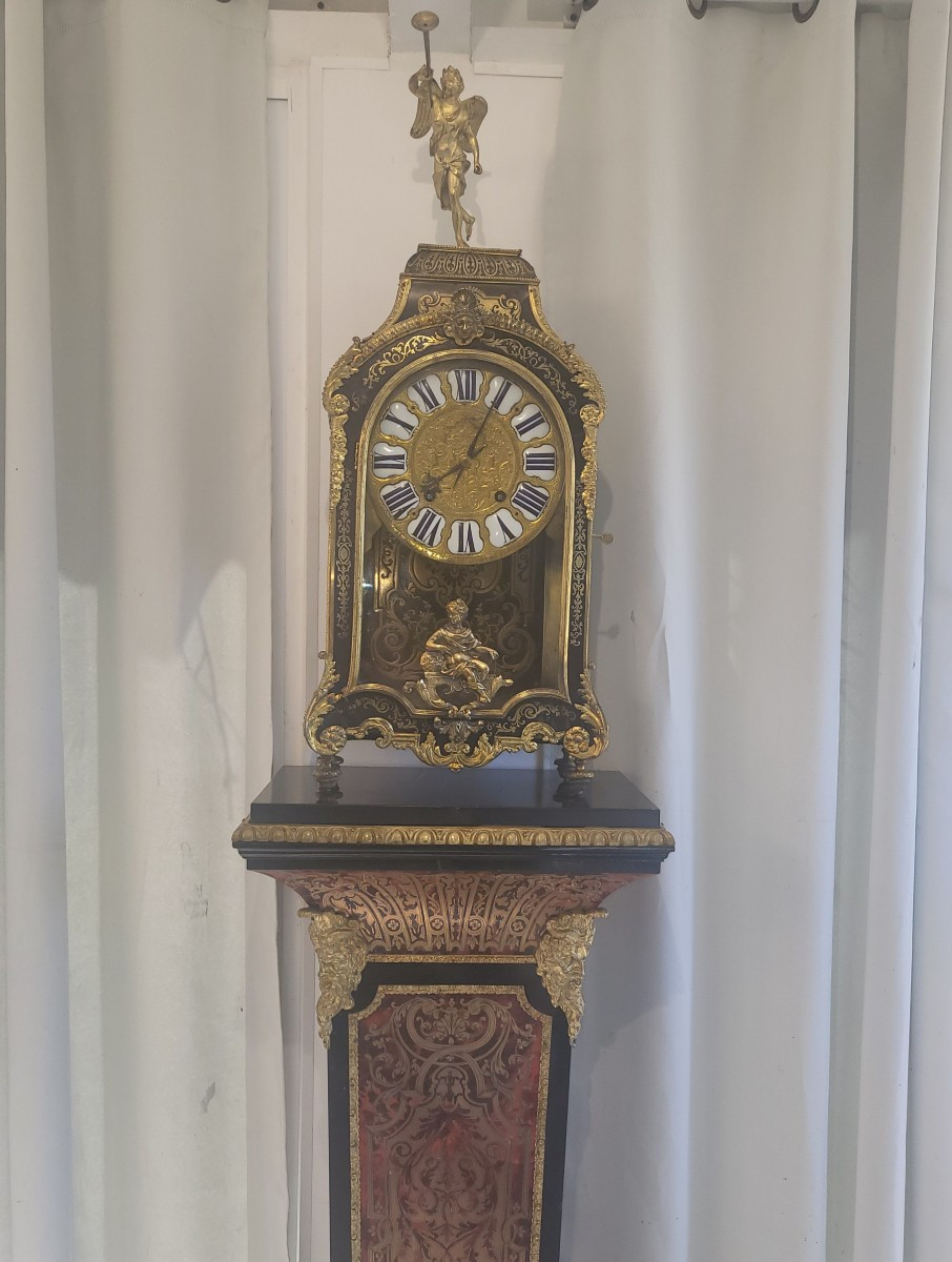 Louis XIV Period Cartel Clock And Boulle Marquetry Case, H215cm-photo-4