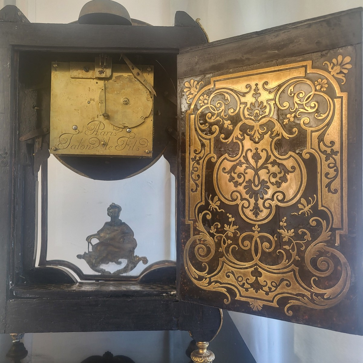 Louis XIV Period Cartel Clock And Boulle Marquetry Case, H215cm-photo-6