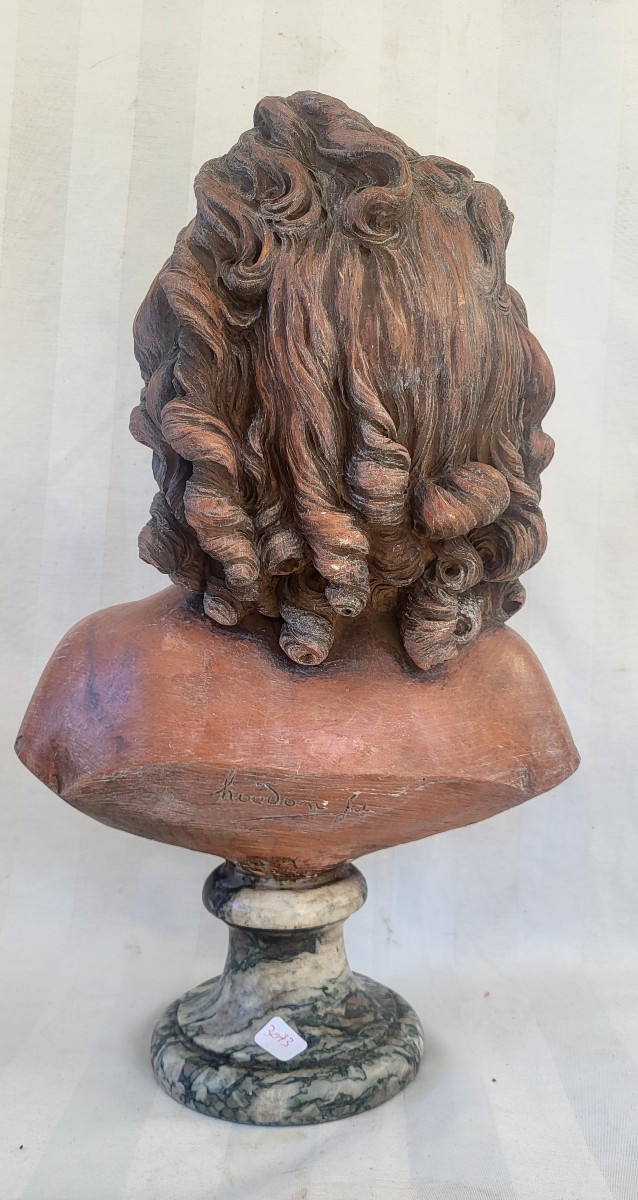 Buste terre cuite signé  Houdon époque XIXe H 49cm-photo-3