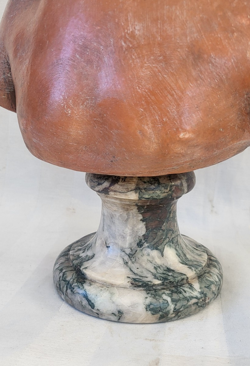 Buste terre cuite signé  Houdon époque XIXe H 49cm-photo-2