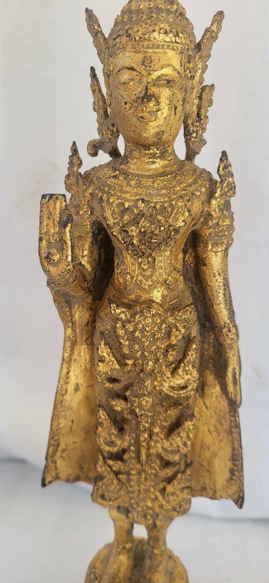 Gilded Metal Divinity Siam Circa 1900 H 39 Cm-photo-2