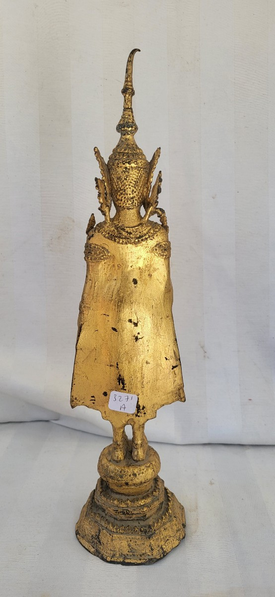 Gilded Metal Divinity Siam Circa 1900 H 39 Cm-photo-4