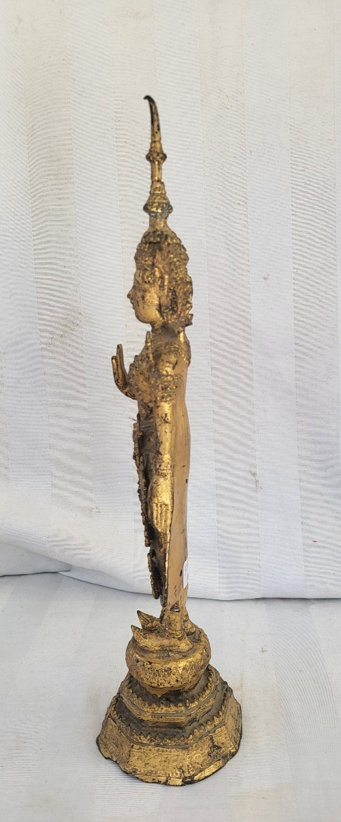 Gilded Metal Divinity Siam Circa 1900 H 39 Cm-photo-2