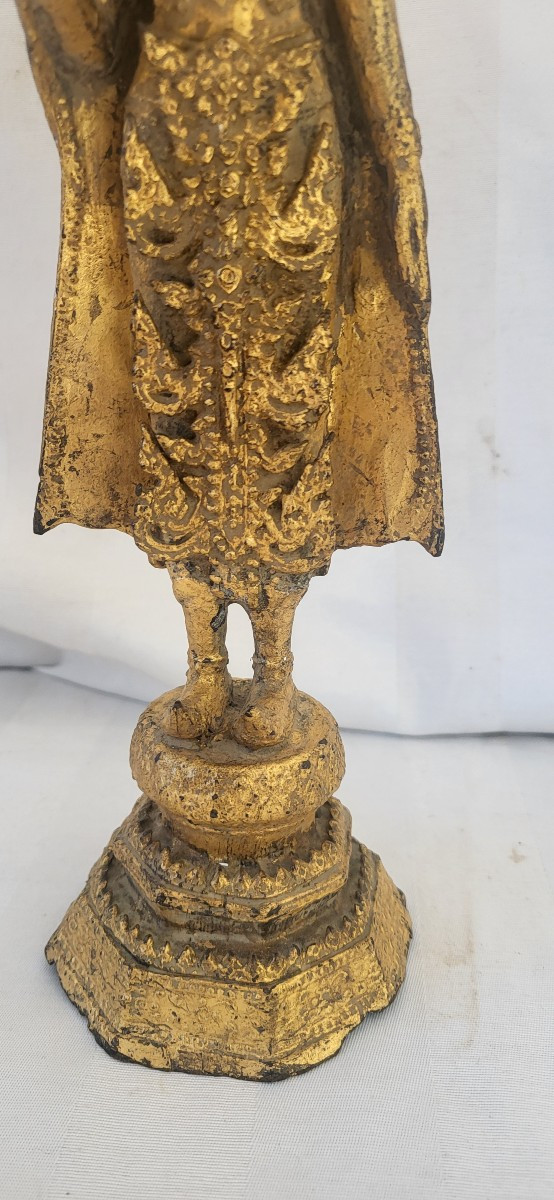 Gilded Metal Divinity Siam Circa 1900 H 39 Cm-photo-3