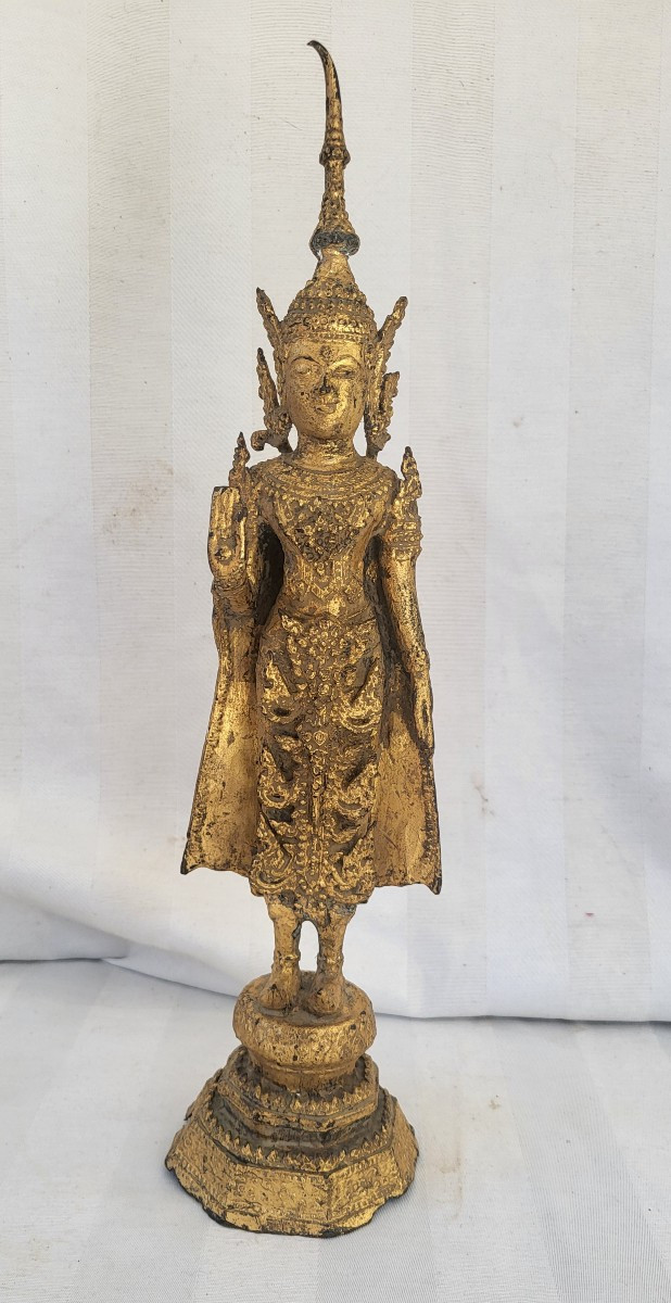 Gilded Metal Divinity Siam Circa 1900 H 39 Cm