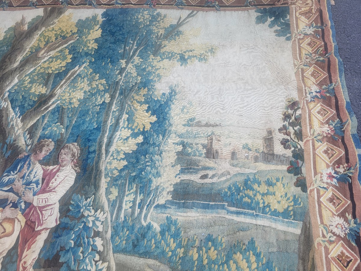 Manufacture Royale d'Aubusson Tapestry By Huet 18th Century 223x238 Cm-photo-4