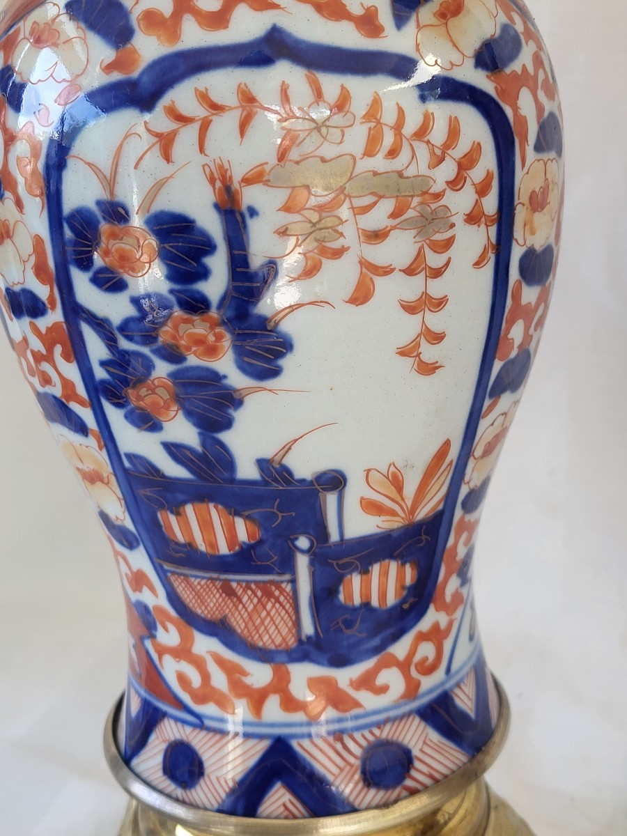 Paire de  lampes porcelaine Imari  Japon  XIXe siècle -photo-3