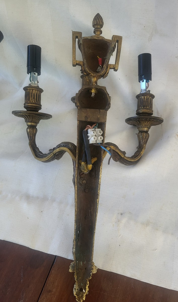 Paire d' appliques  bronze Louis XVI   fin XVIII e /XIXe -photo-4