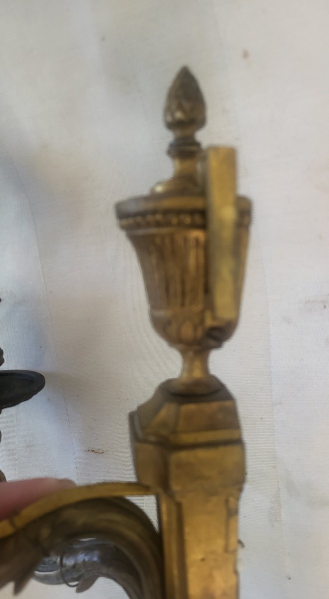 Paire d' appliques  bronze Louis XVI   fin XVIII e /XIXe -photo-5