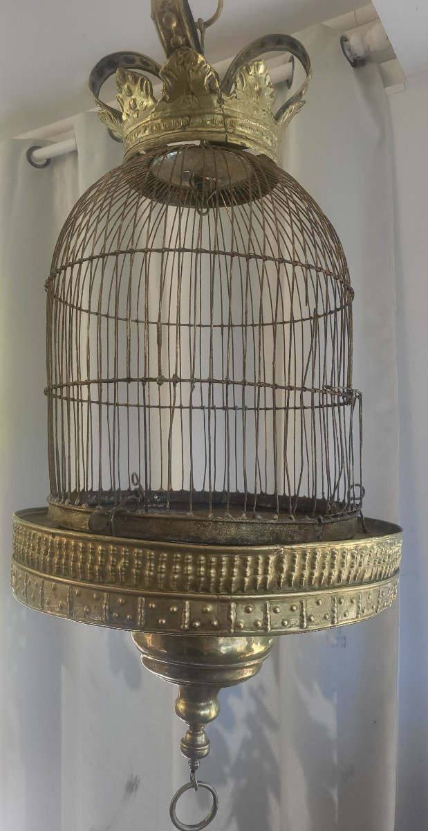 Large Gilded Brass Cage 18th Century Period-photo-4