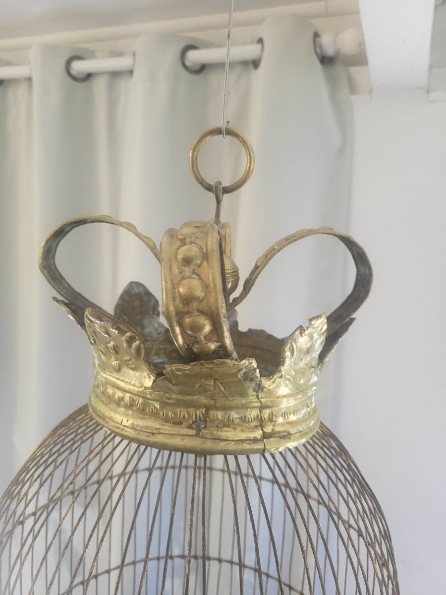 Large Gilded Brass Cage 18th Century Period-photo-6