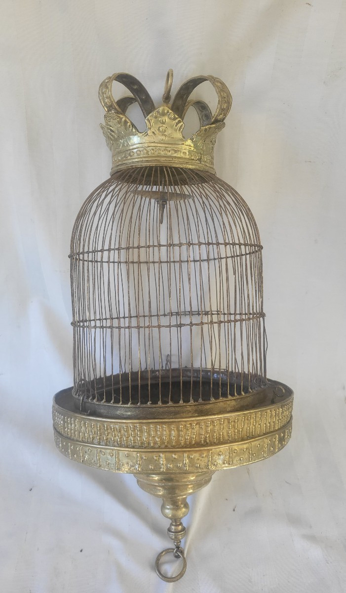 Large Gilded Brass Cage 18th Century Period-photo-8