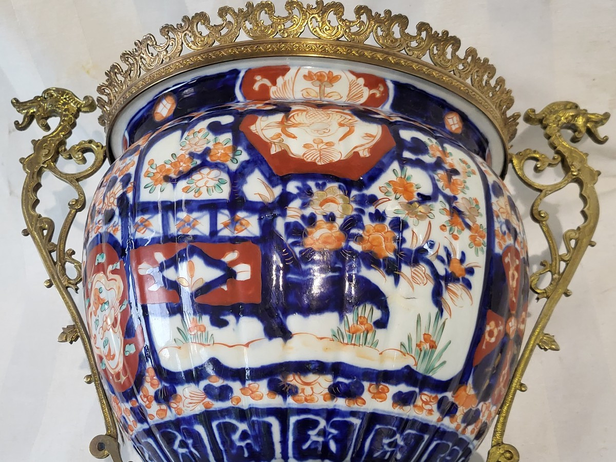 Grande coupe porcelaine Imari monture bronze époque XIXe -photo-2