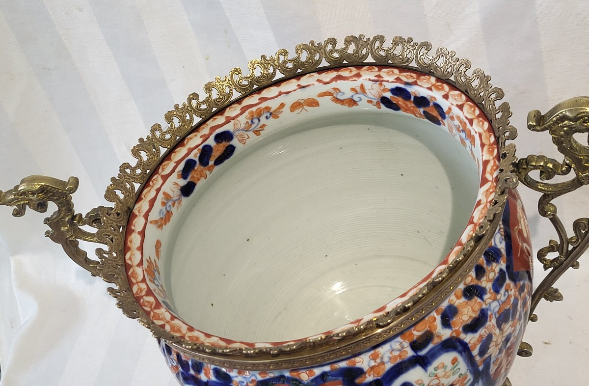 Grande coupe porcelaine Imari monture bronze époque XIXe -photo-4