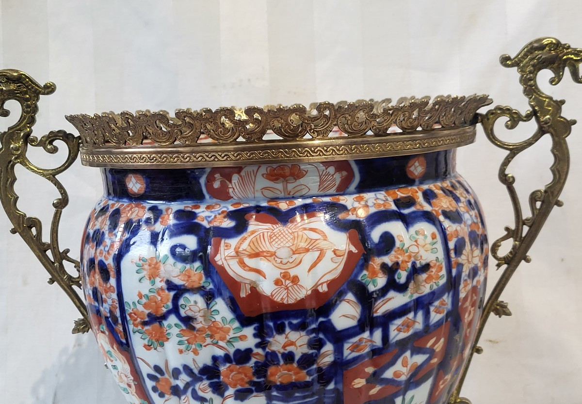 Grande coupe porcelaine Imari monture bronze époque XIXe -photo-6