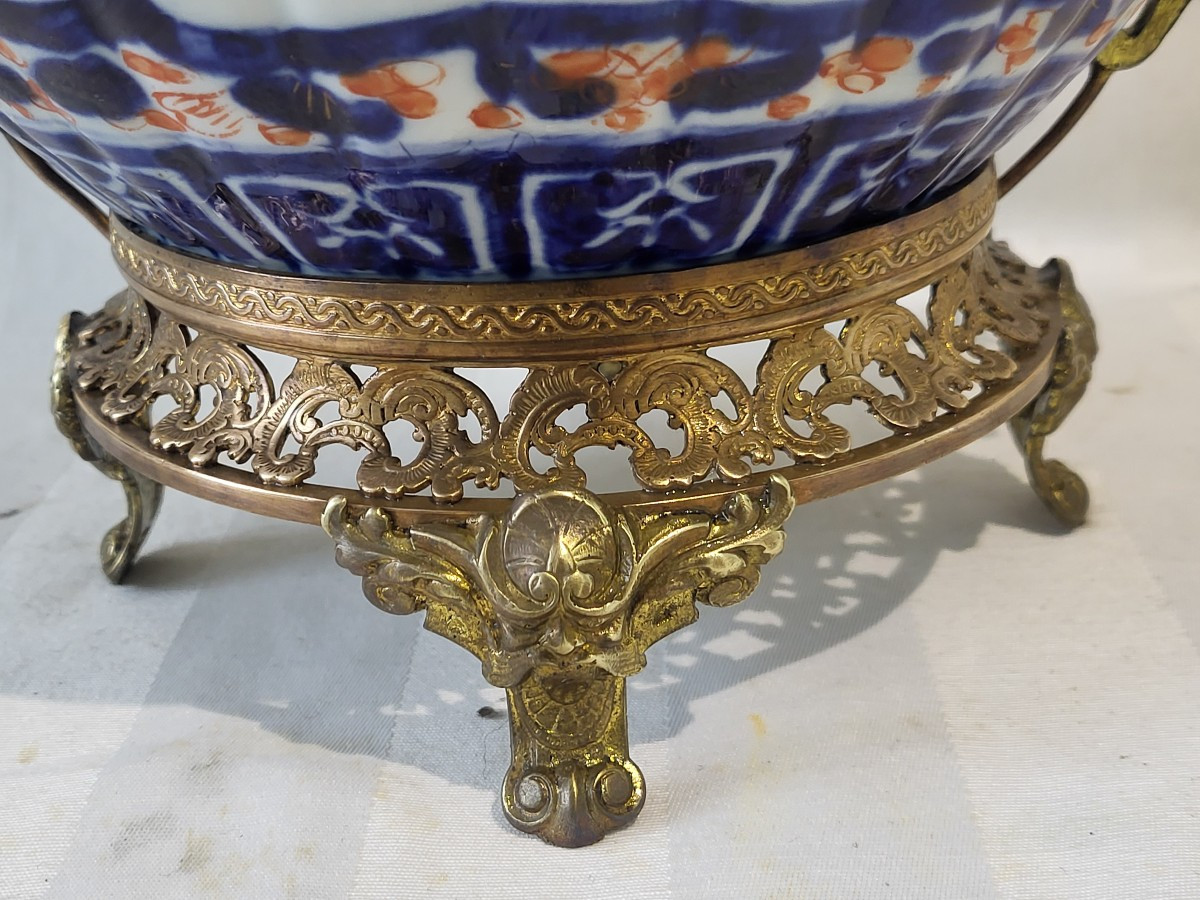 Grande coupe porcelaine Imari monture bronze époque XIXe -photo-7