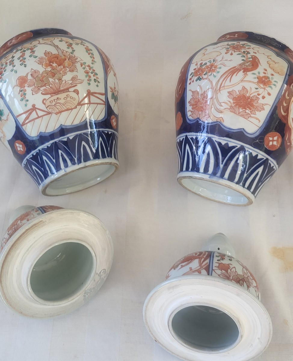 Pair Of Imari Porcelain Potiches 19th Century H35cm-photo-4