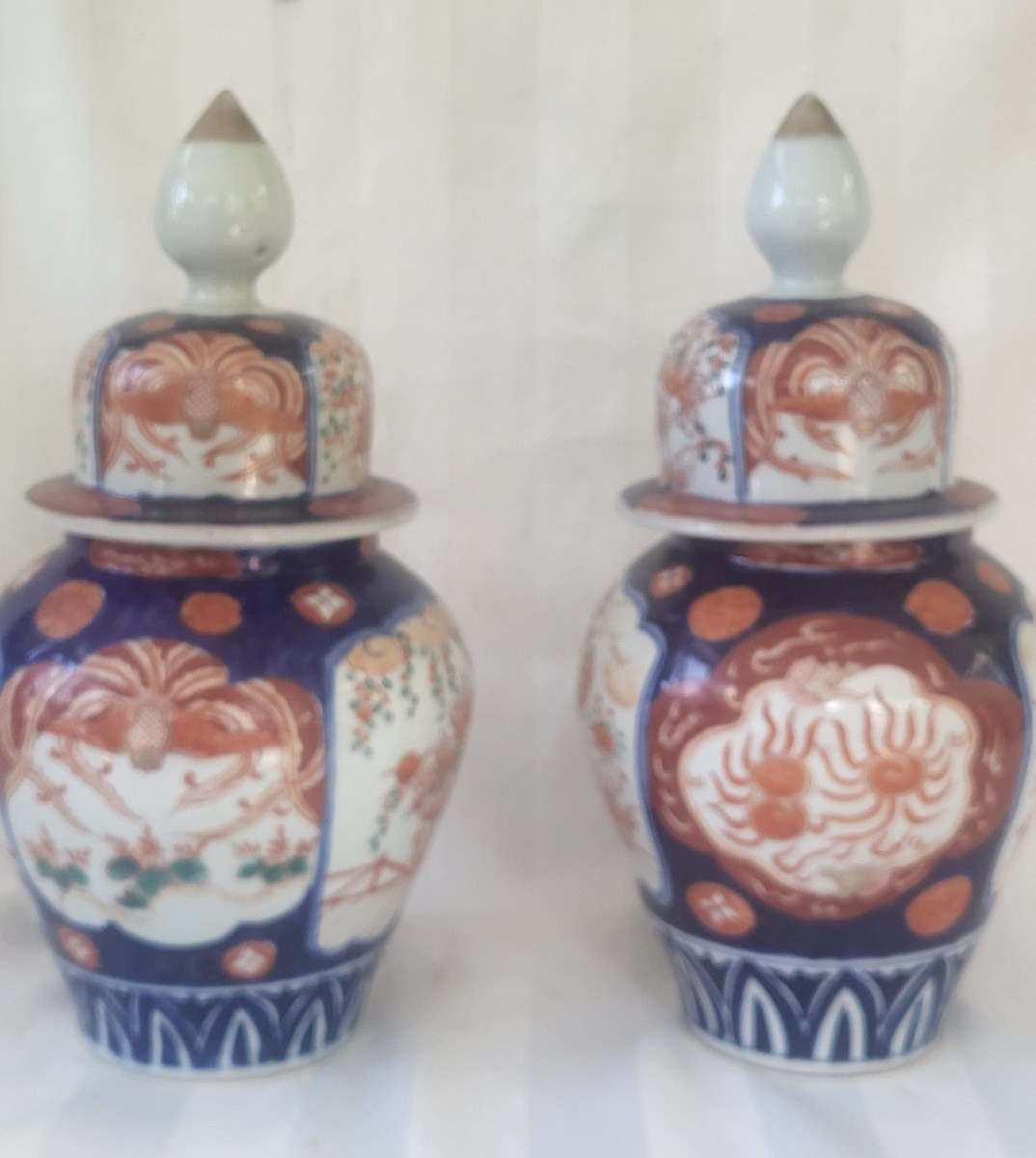 Pair Of Imari Porcelain Potiches 19th Century H35cm-photo-2