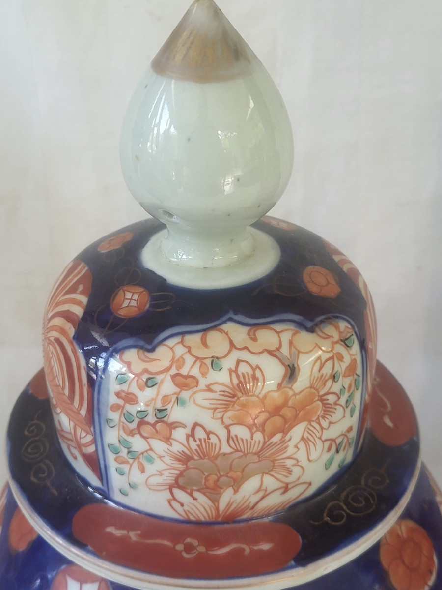 Pair Of Imari Porcelain Potiches 19th Century H35cm-photo-7