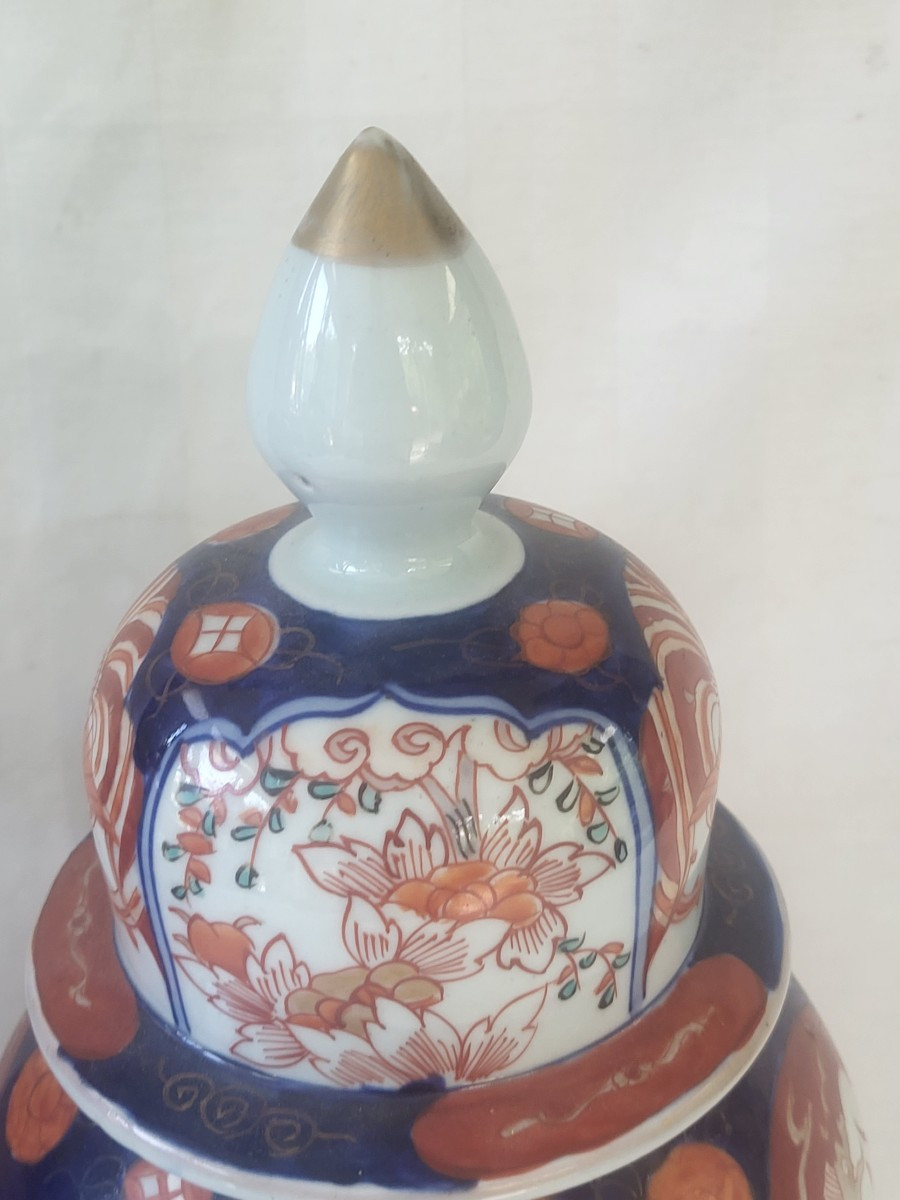 Pair Of Imari Porcelain Potiches 19th Century H35cm-photo-8