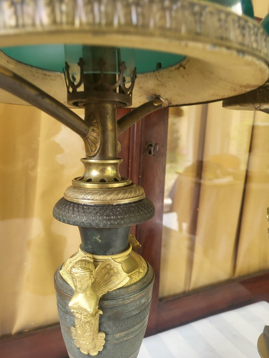 Paire de lampes Carcel  bronze époque Empire  début XIXe -photo-3