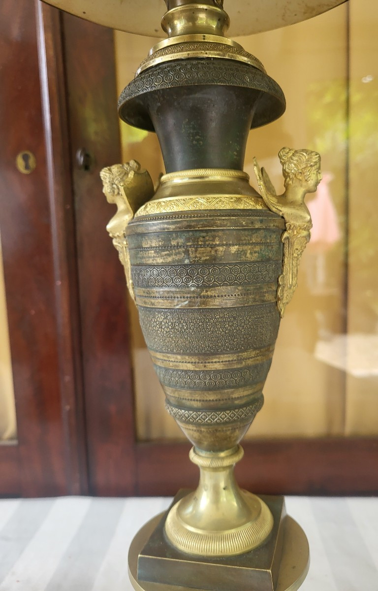 Paire de lampes Carcel  bronze époque Empire  début XIXe -photo-6