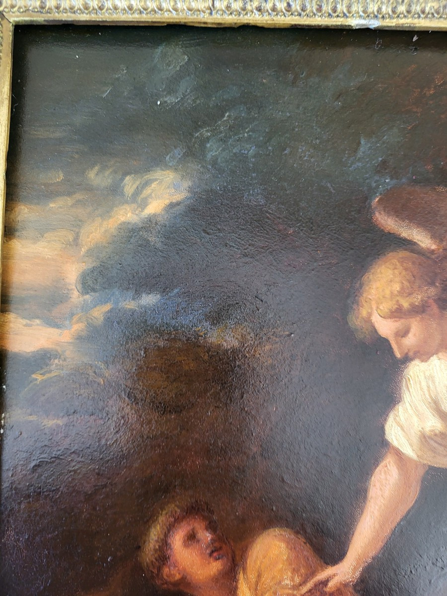 Early 19th Century French School Oil On Panel Tobi And The Angel-photo-3