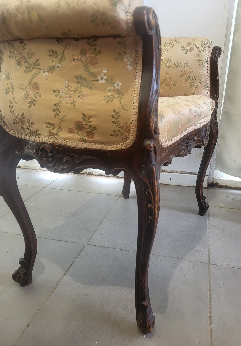 Tabouret banquette  Louis XV  époque XIXe  siècle -photo-3
