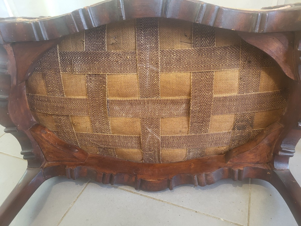 Tabouret banquette  Louis XV  époque XIXe  siècle -photo-1