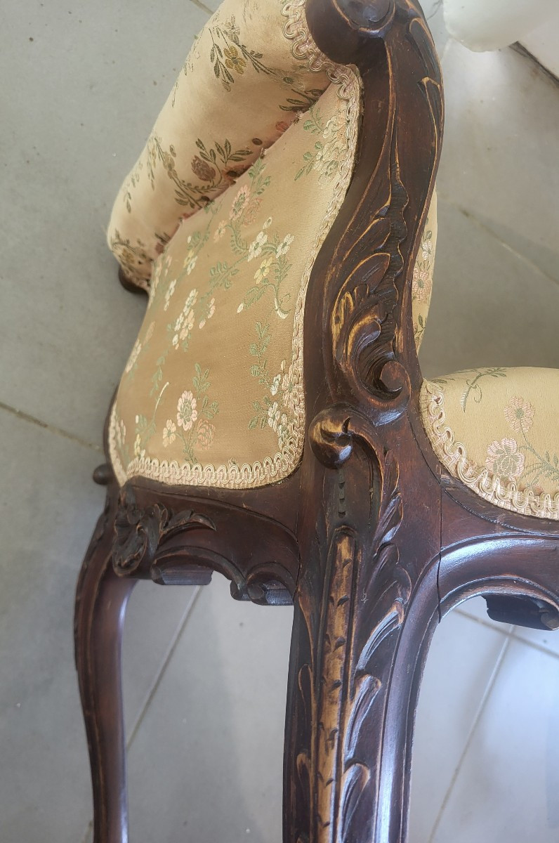 Tabouret banquette  Louis XV  époque XIXe  siècle -photo-5