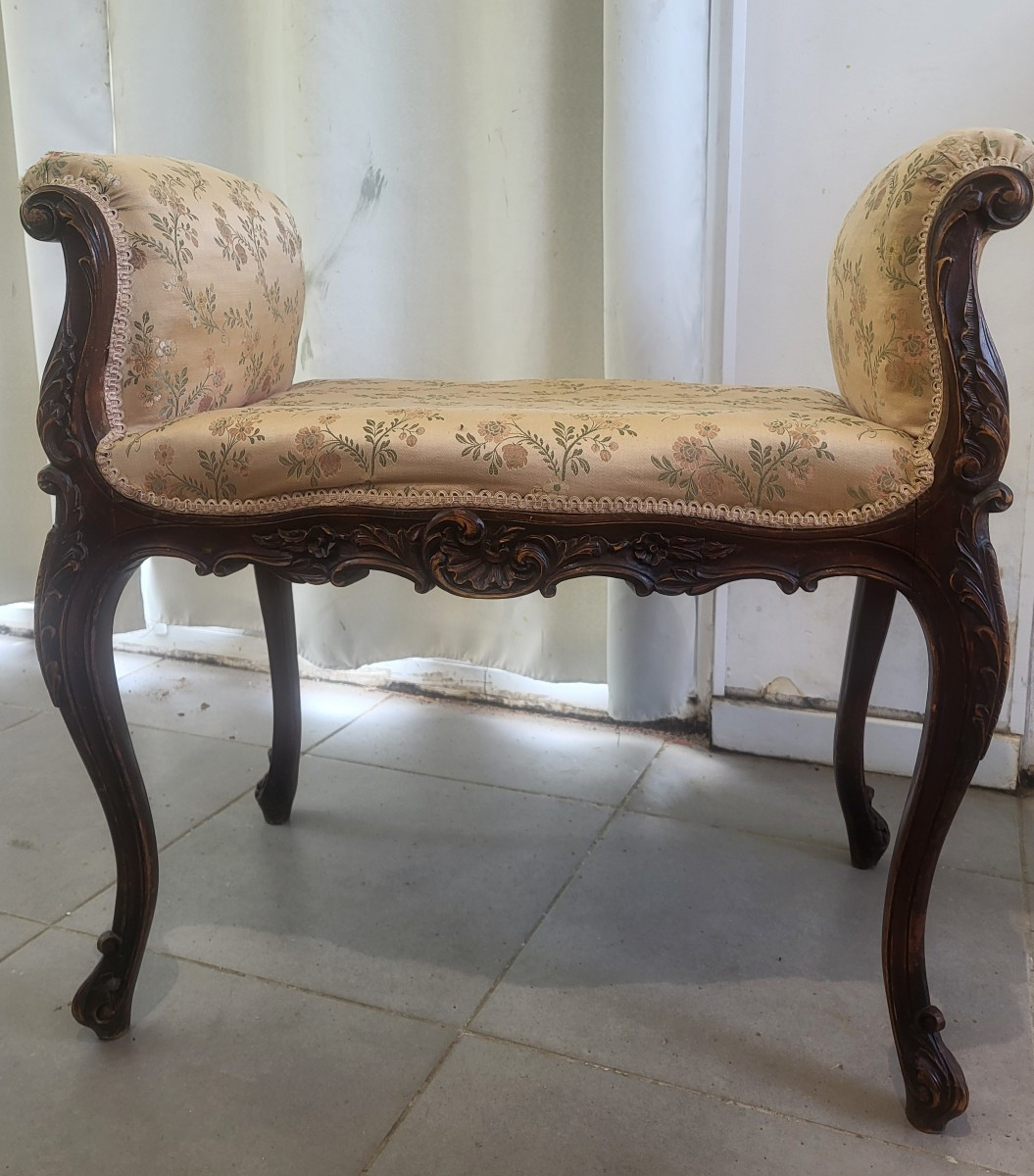 Tabouret banquette  Louis XV  époque XIXe  siècle -photo-7