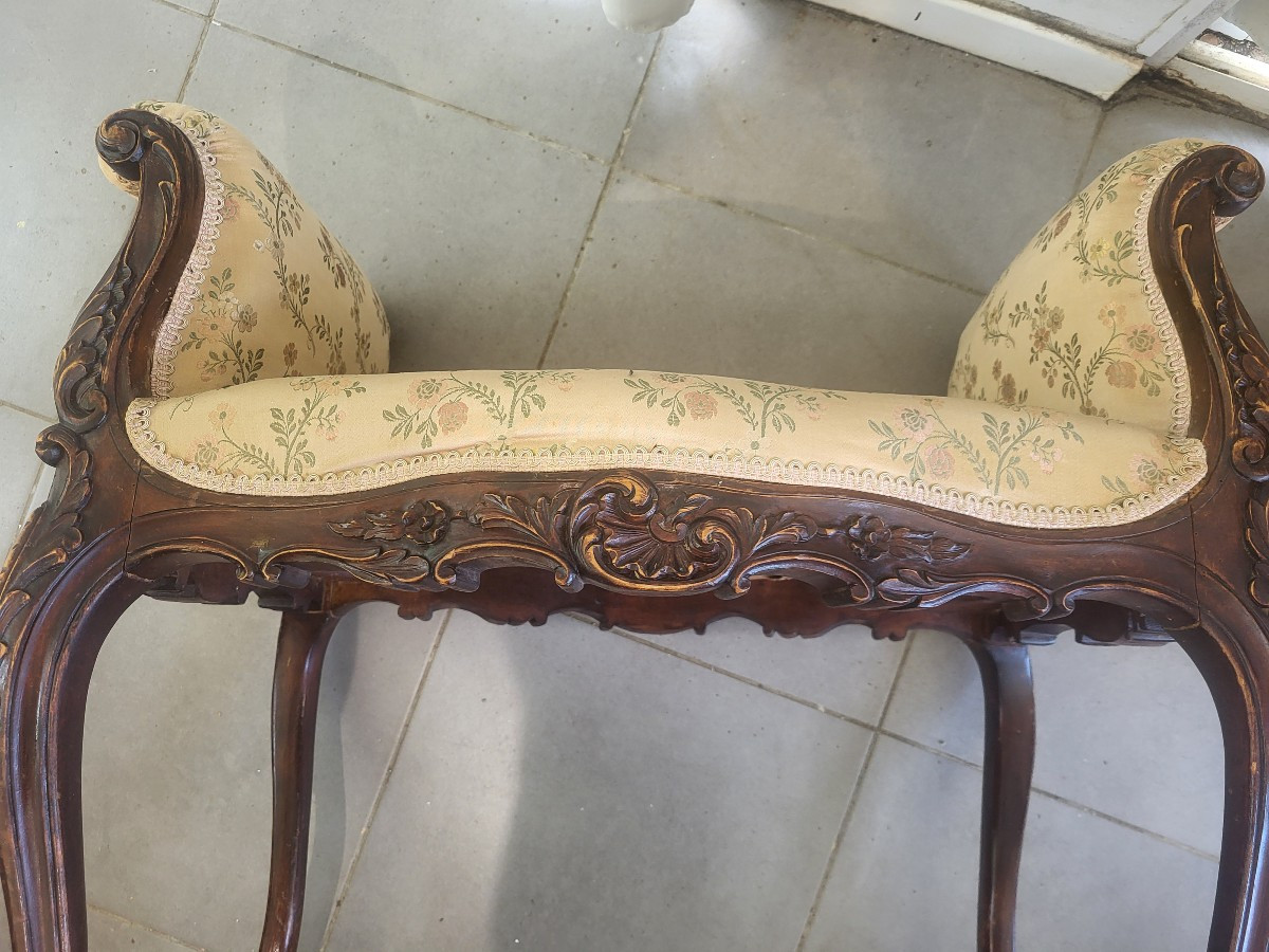 Tabouret banquette  Louis XV  époque XIXe  siècle -photo-8